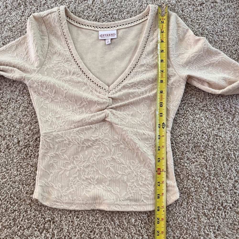Shyanne Top XS Cream Textured Knit Bell Sleeve Boho Western Festival Romantic - Picture 5 of 8